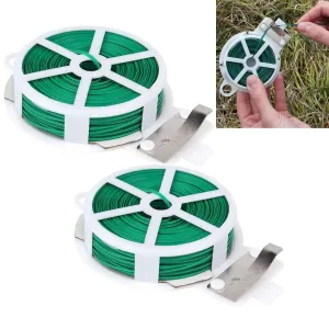 2 Pc Twist Tie With Cutter 66ft Rolls Cut Length Zip Cable Cord Wire Gardening