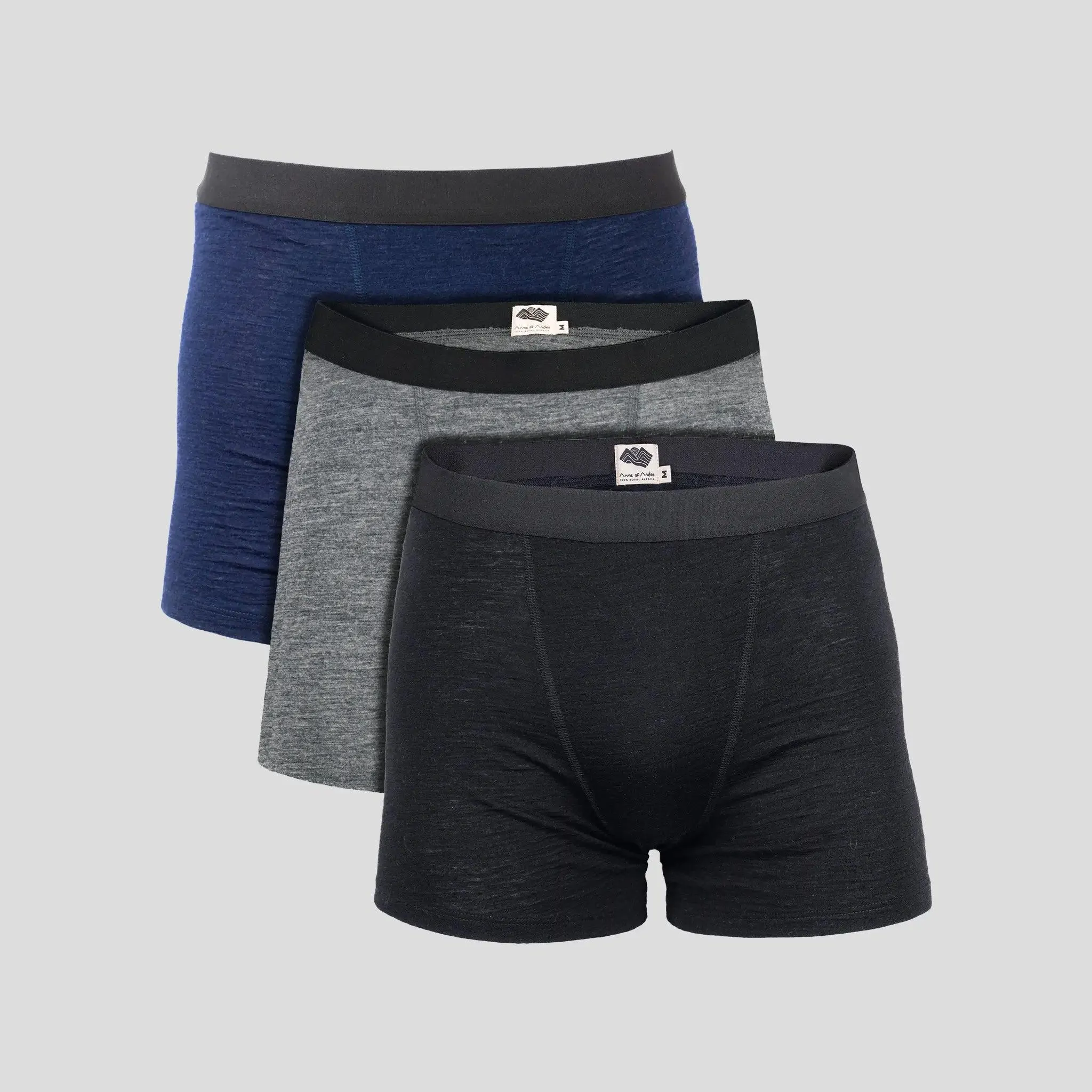3 Pack - Men's Alpaca Wool Boxer Briefs: 160 Ultralight