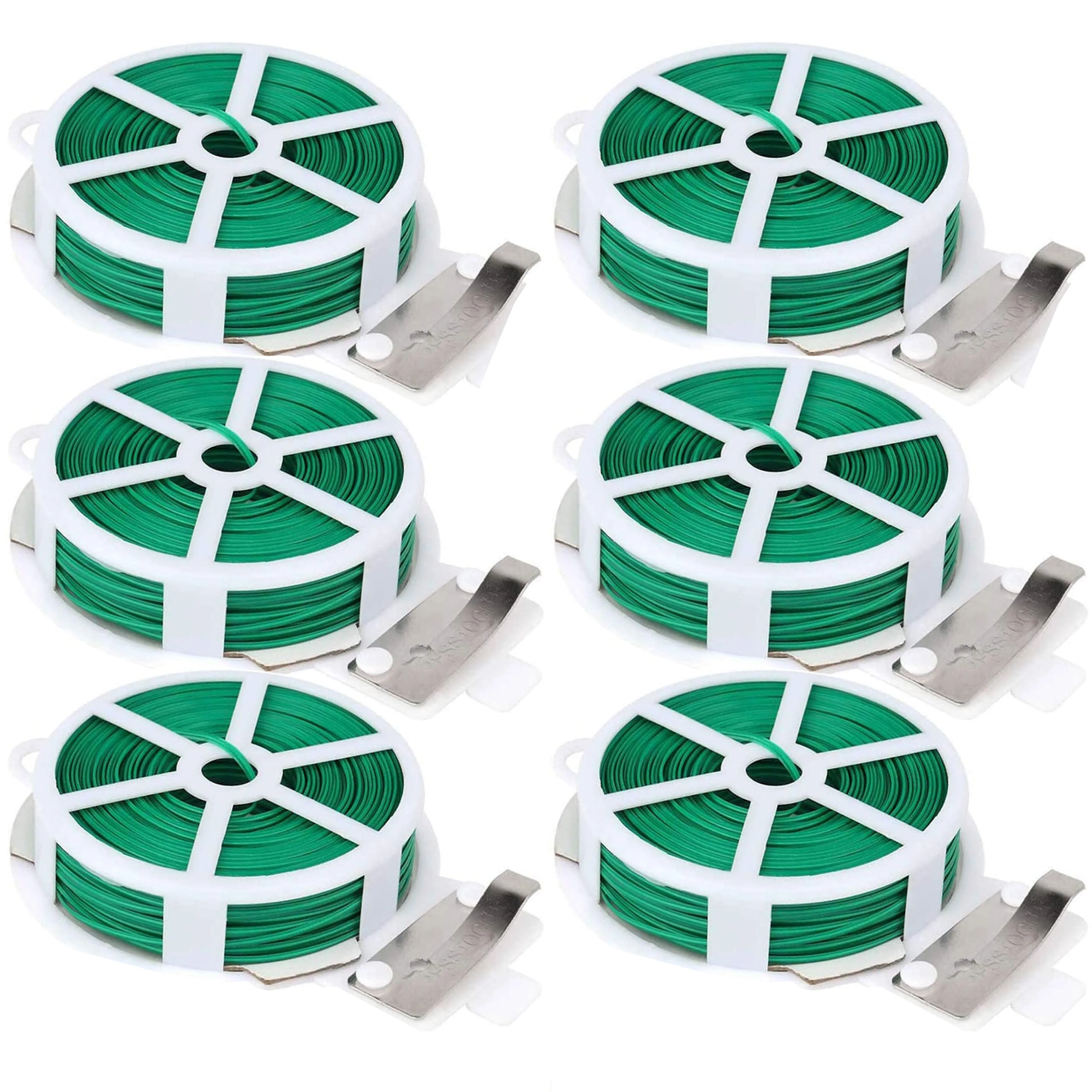 6 Pc Kitchen Bag Gardening Plant Green Twist Tie Wire Roll With Cutter 66ft Each