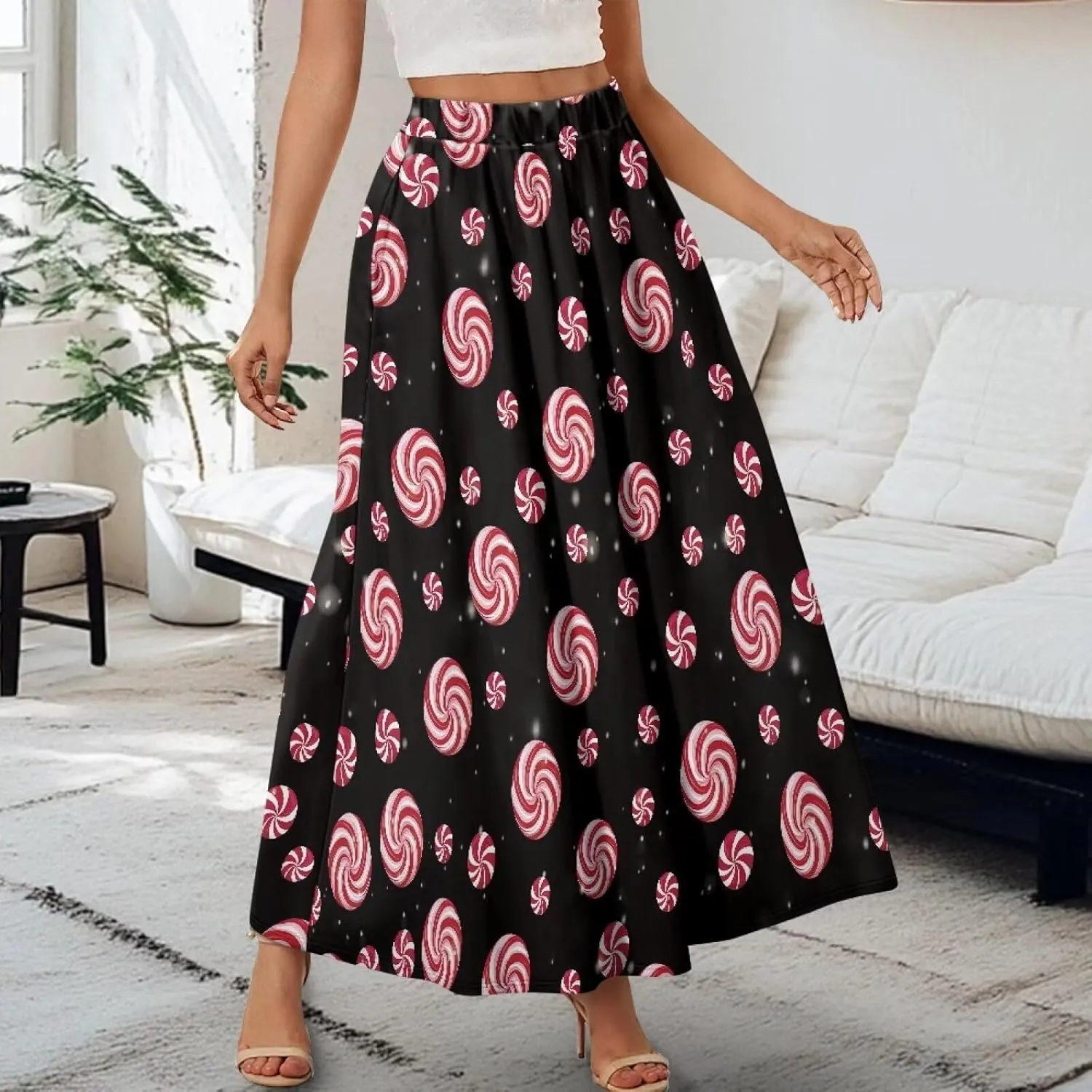 AFPANQZ Maxi Skirts for Women High Waist Long Skirt with Pockets Casual Slim Fit Flared Swing A-Line Dress