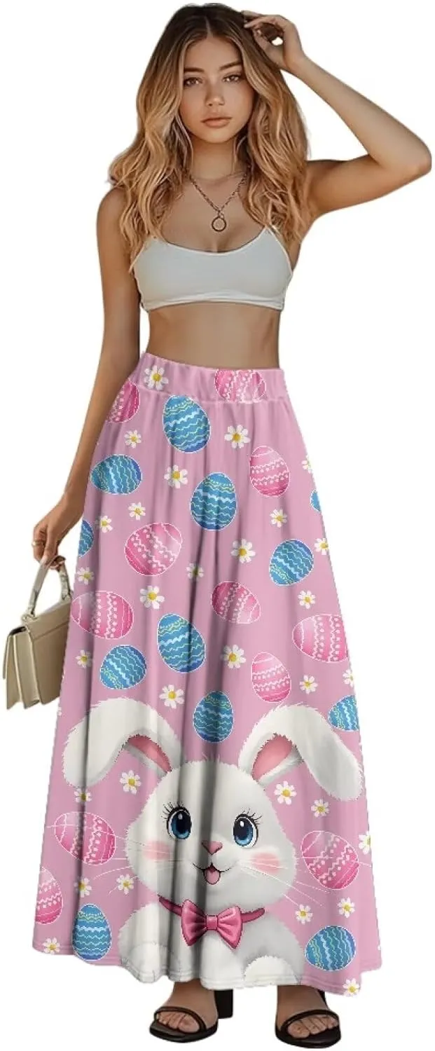 AFPANQZ Maxi Skirts for Women High Waist Long Skirt with Pockets Casual Slim Fit Flared Swing A-Line Dress
