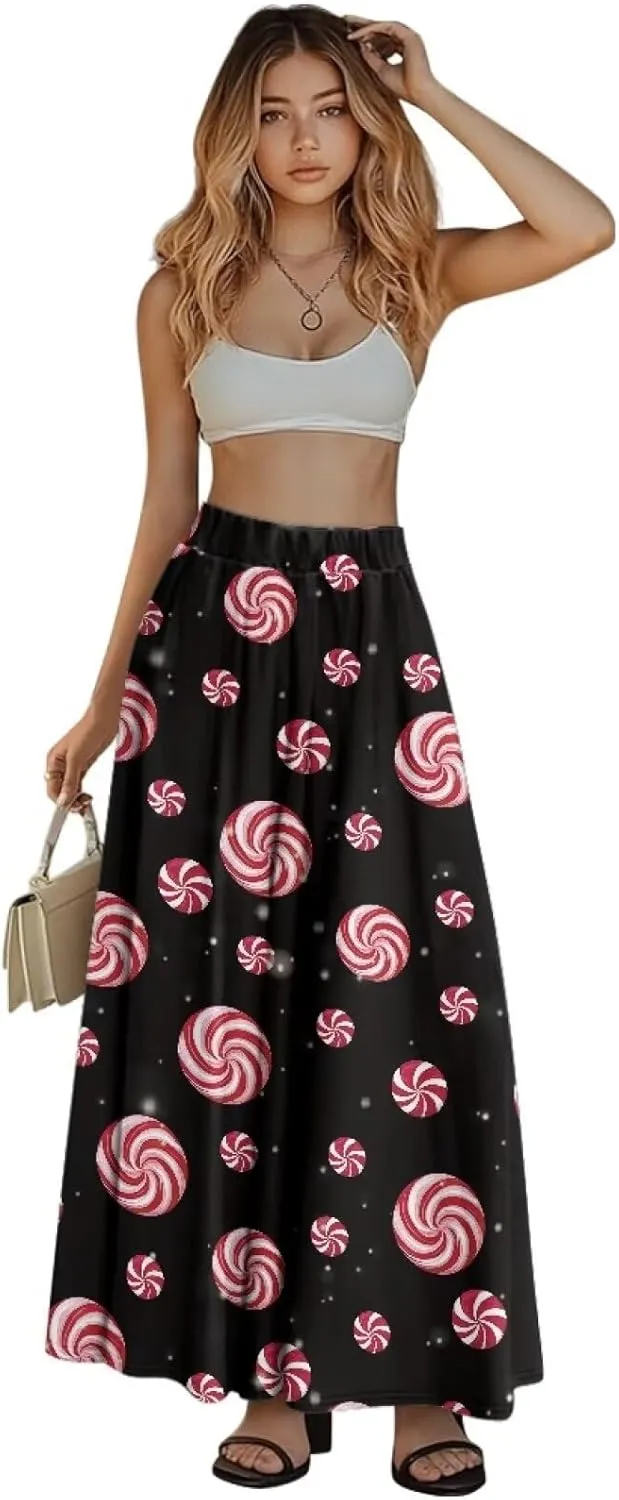 AFPANQZ Maxi Skirts for Women High Waist Long Skirt with Pockets Casual Slim Fit Flared Swing A-Line Dress