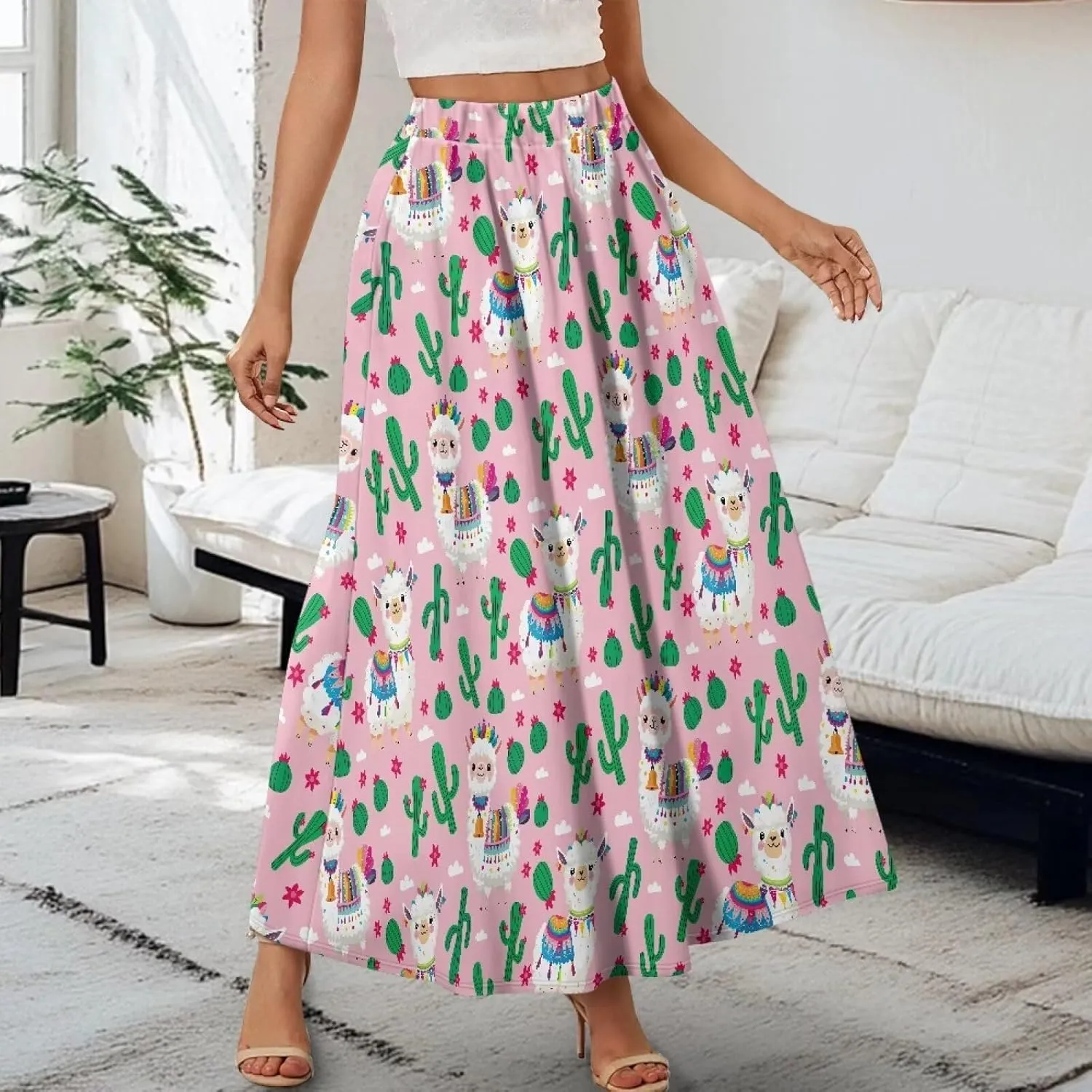 AFPANQZ Women's Maxi Skirts Casual High Waist Flared Swing Dress Slim Fit A-Line Dress for Ladies Girls