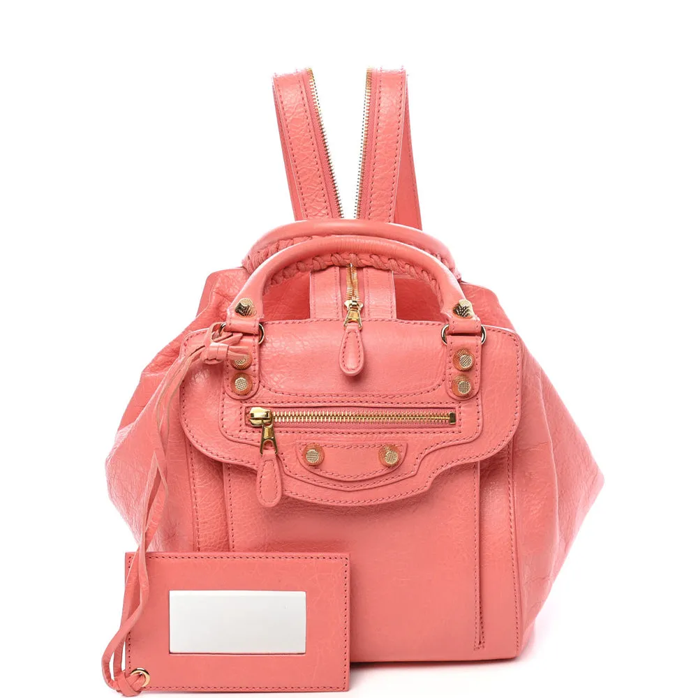 Balenciaga Rose Lambskin Leather Giant 12 Gold Sac Convertible Backpack Bag