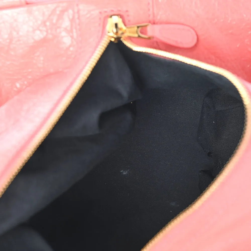 Balenciaga Rose Lambskin Leather Giant 12 Gold Sac Convertible Backpack Bag