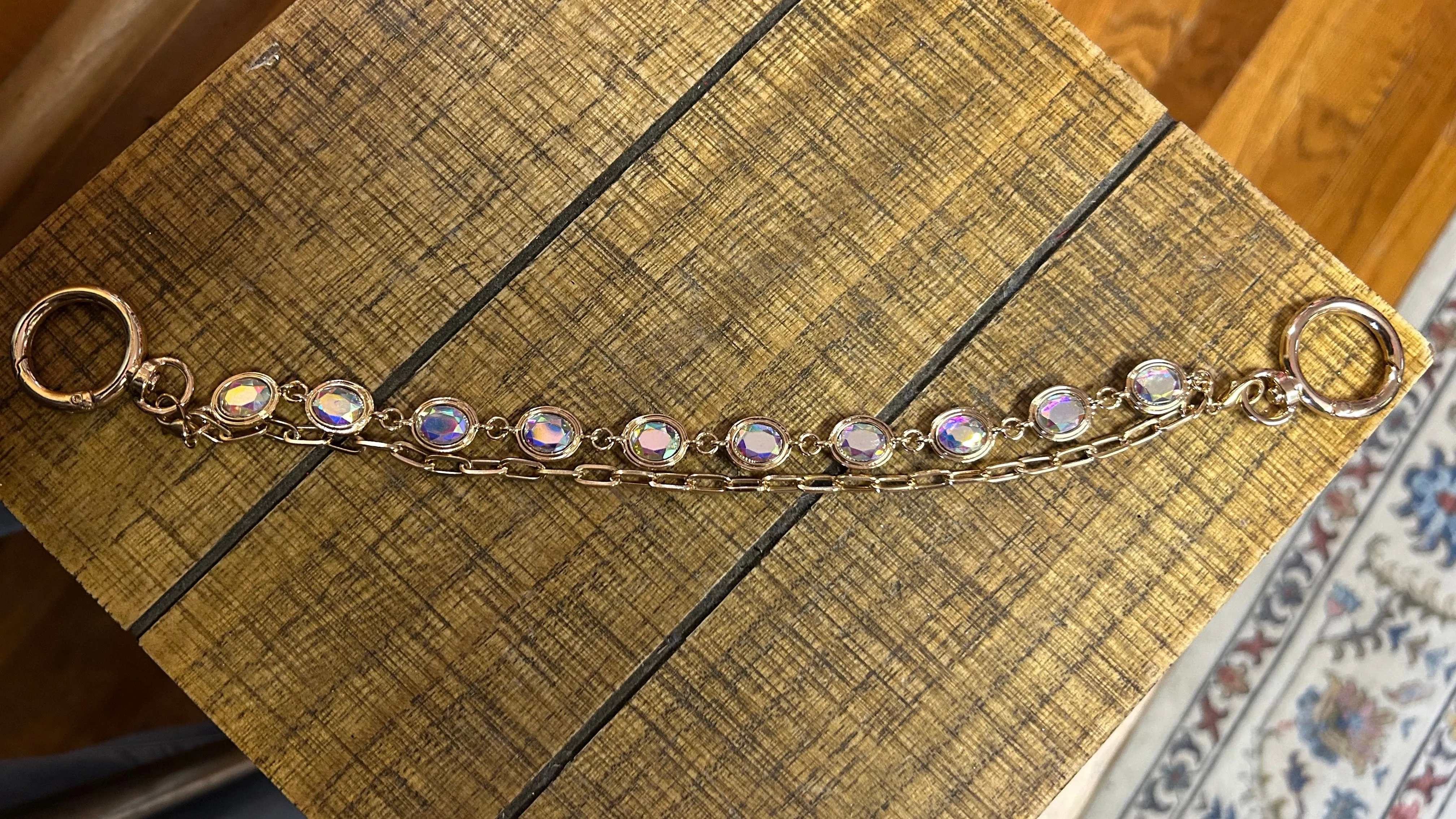 Iridescent Crystal Charm Strap  Glam Upgrade for Bags & Hats