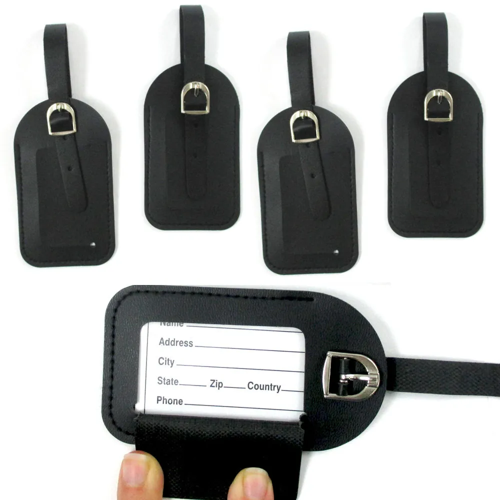 Lot 4 Luggage Tags Labels Strap Name Address ID Suitcase Bag Baggage Travel New