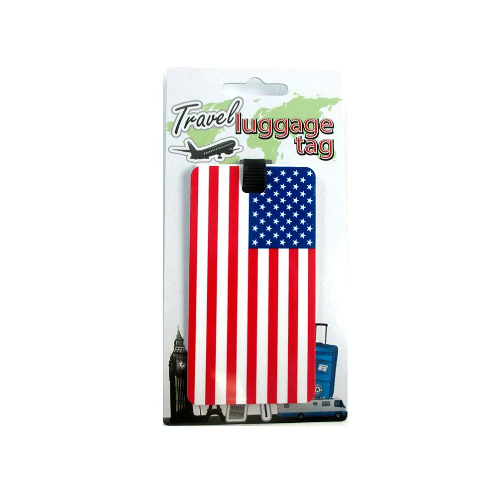 Lot Of 4 American USA Flag Luggage Tags Label ID Suitcase Bag Baggage Travel New