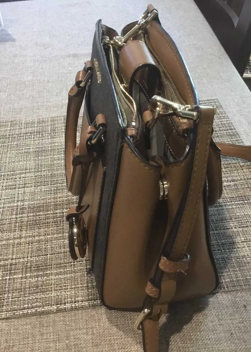 Park Medium Logo and Leather Satchel