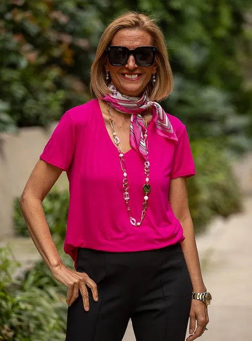 Pink Multi Luggage Conversational Print Silky Neck Scarf