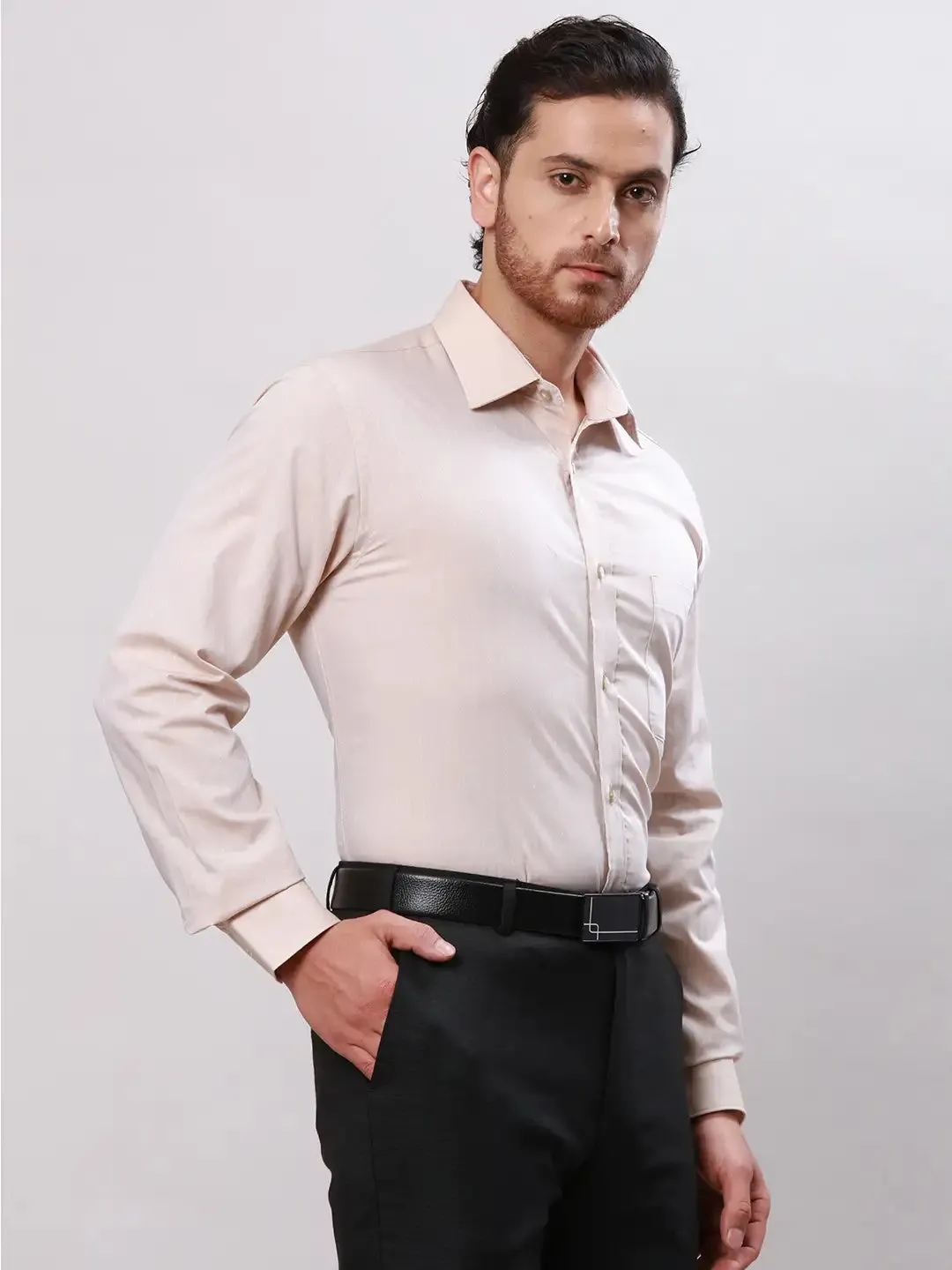 Raymond Men Brown Structured Slim Fit Cotton Formal Shirt