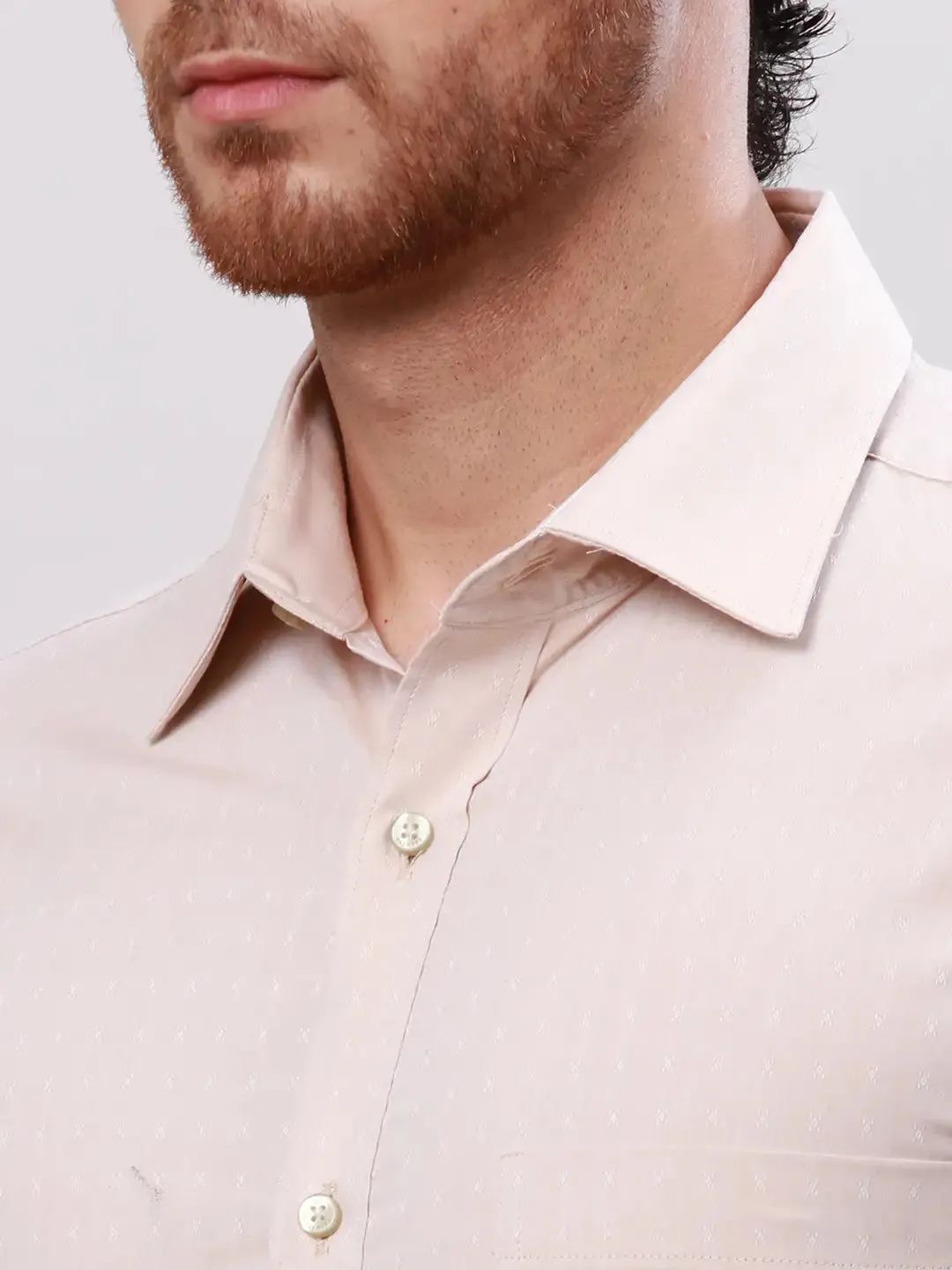 Raymond Men Brown Structured Slim Fit Cotton Formal Shirt