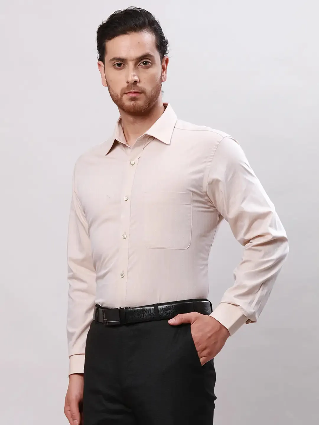 Raymond Men Brown Structured Slim Fit Cotton Formal Shirt