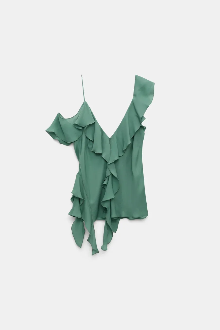 Sheer Twist Top With Ruffles