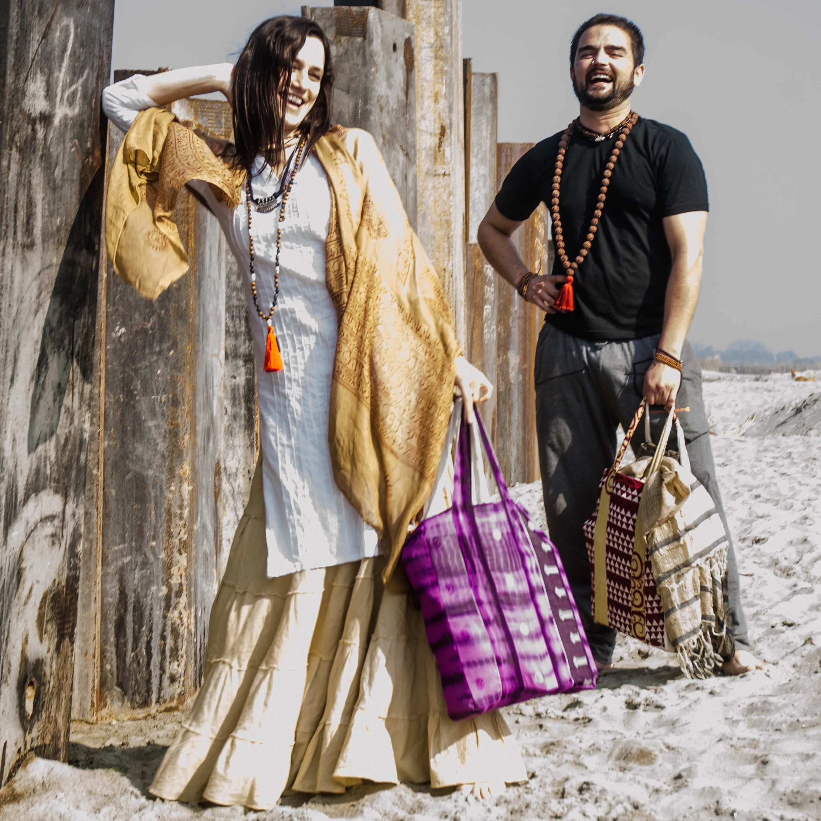 Shopping Totes from Recycled Saris (4pcs)