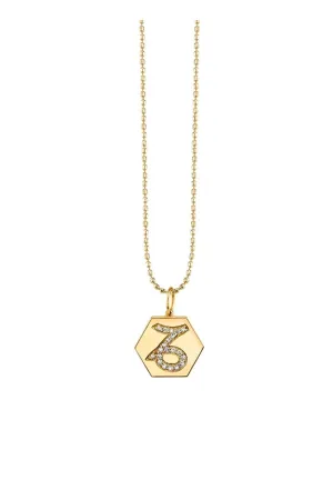 Sydney Evan Hexagon Diamond Zodiac Charm Necklace - Capricorn